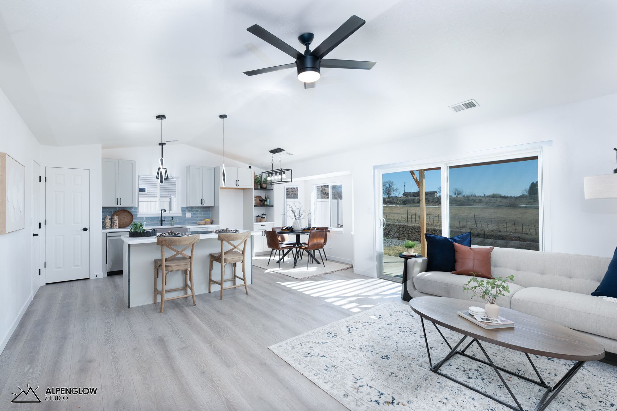 Open living area with natural light and contemporary finishes